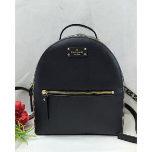 Kate Spade New York Black Leopard Sammy Grove Street Leather Backpack - $299
